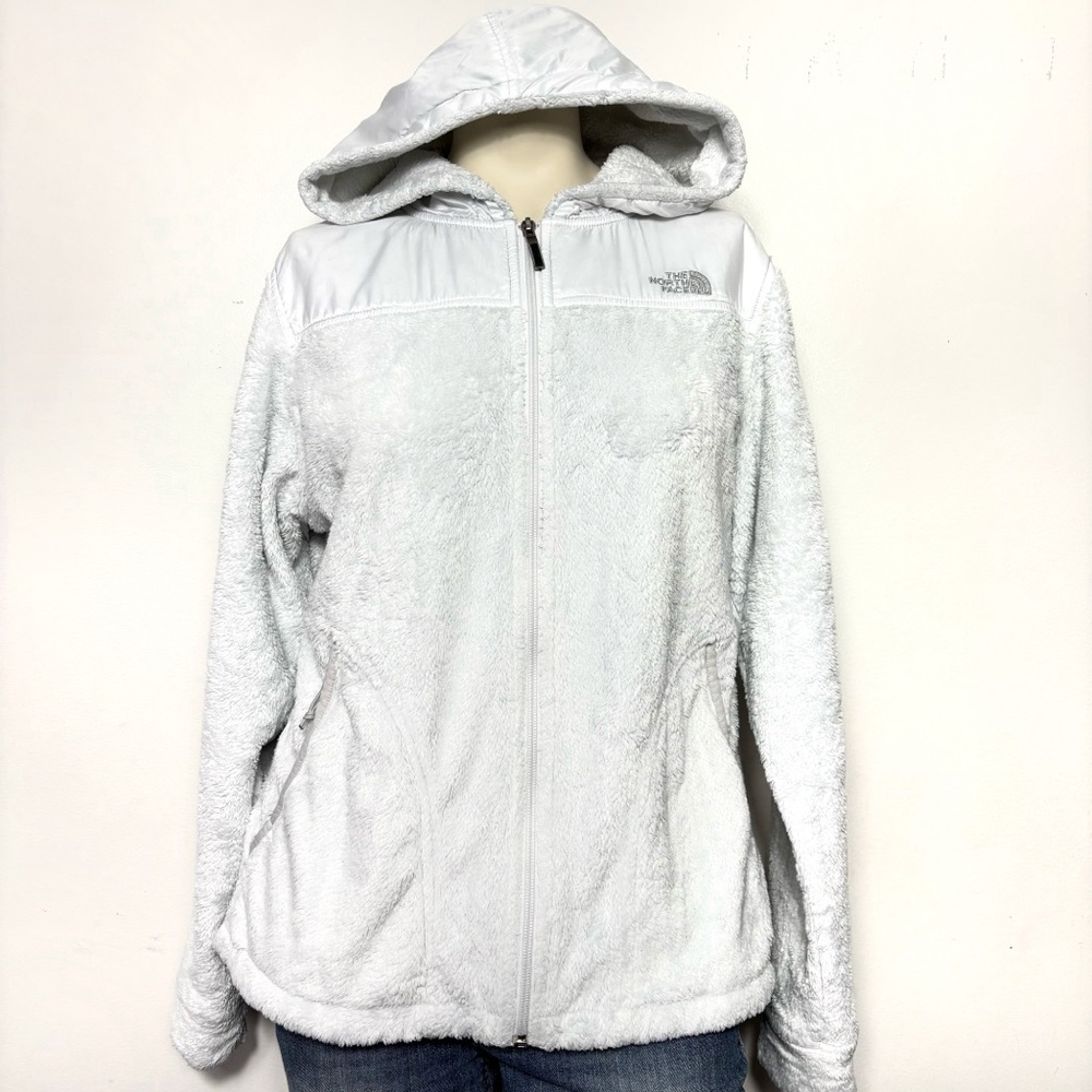 North face white full zip oso furry fleece